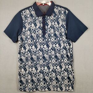 Barabas Men's Medium Shirt Polo‎ Knit Casual Argyle Modern Golf Cotton Navy Blue